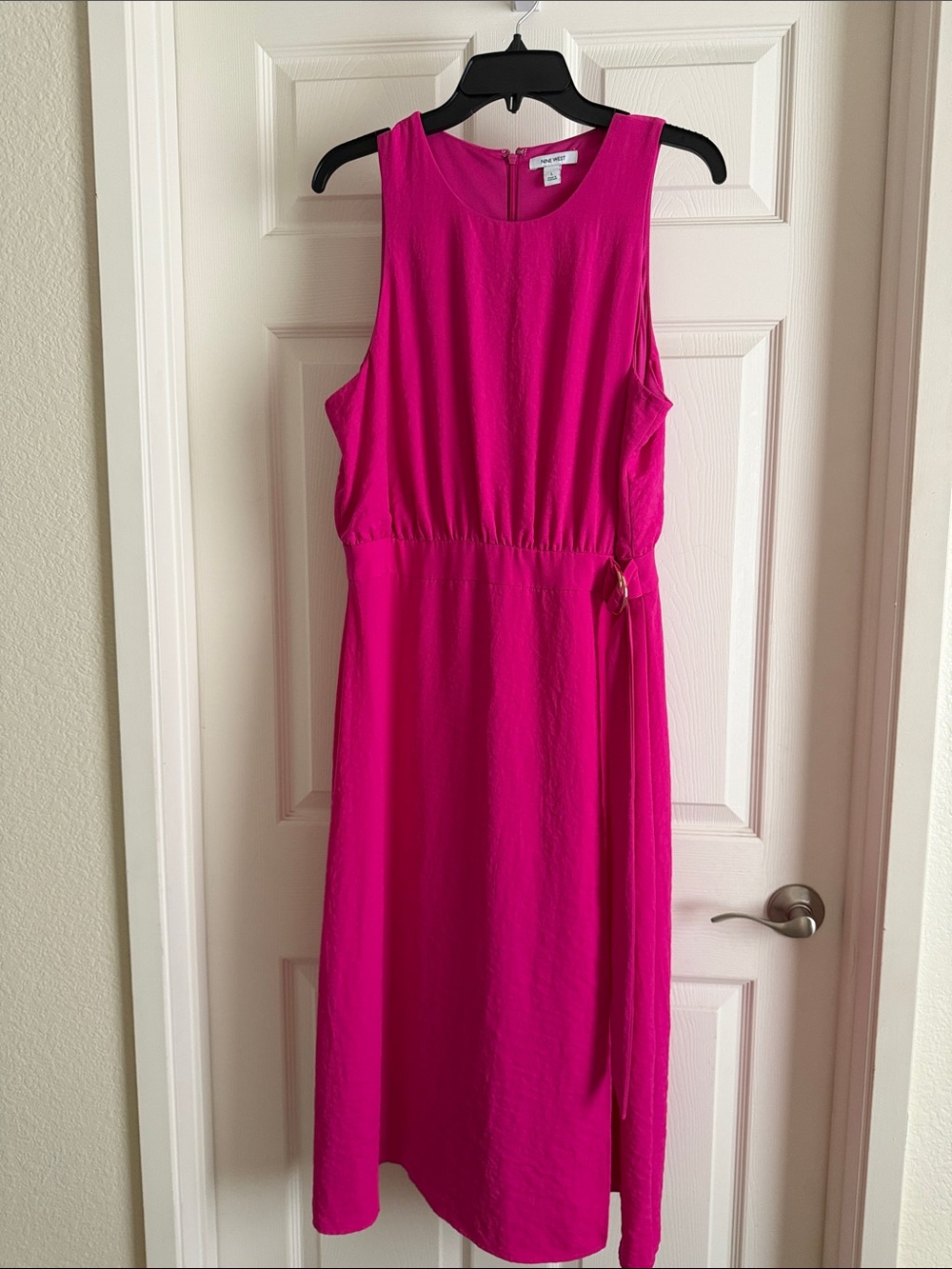 Bright Fuchsia Sleeveless Midi Dress